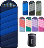 Cotton Flannel Lined Sleeping Bag for Adults Teens Kids, Cold Weather & Warm, 3 Seasons, Lightweight Compact Camping Essentials Equipment, Hiking, Outdoor, Travel