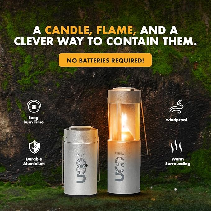UCO Original Candle Lantern Value Pack with 4 Candles and Storage Bag, Original Collapsible Candle Lantern for Camping & Emergency Preparedness
