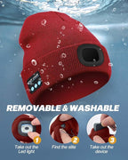 Bluetooth Beanie with Light, USB Rechargeable LED Headlamp Winter Hat, Men Women Valentine's Day Gifts