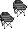 2 Pack Oversized Camping Chair, Portable Folding Padded Camp Chairs with Side Pocket, Cup Holder, Heavy Duty Support 500LBS Outdoor Lounge Chair for Adults, Fishing, Sports, Trip, Black