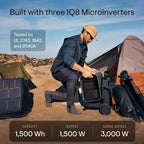 Enphase IQ PowerPack 1500 Advanced Portable Power Station with 200W Solar Panel and Cart, Generator with microinverter technology for home backup, camping, RVs