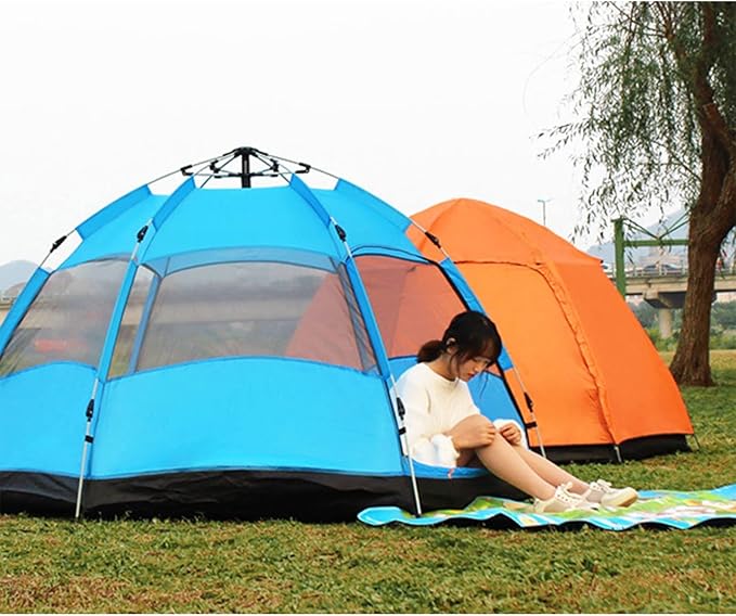 5-8 Person Portable Camping Tent, Automatic Camping Pop-up Tent Easy Set Up Waterproof Breathable Sunscreen for Backpacking Hiking Beach Foldable Tent (Color : A) (B)
