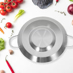 STOBAZA Stainless Steel Frying Pan 19.68X14.96X2.75In Flat Concave Skillet Multi-Use Cookware for Home Kitchen Outdoor Camping and Bbq