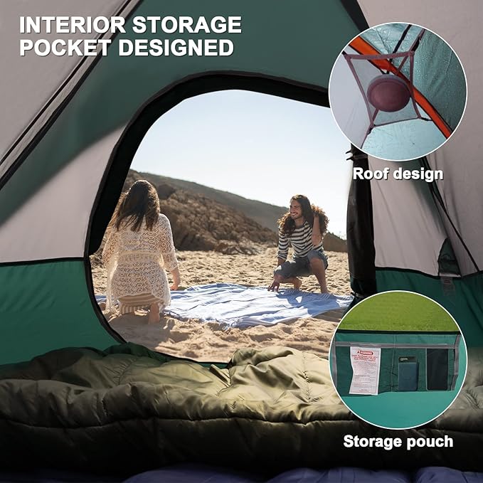 Camping Tent 2-4 Person, Waterproof Windproof Tent with Rainfly Easy Set up-Portable Dome Tents for Camping…
