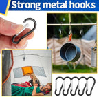 60 Pcs Heavy Duty Tarp Clips, Premium PA Tarp Clamps Kit with Lock Grip, Bungee Cords and Carabiners for Secure Fastening Awning, Swimming Pool Cover, Canopy, Shade Cloth, Camping Tents Accessories