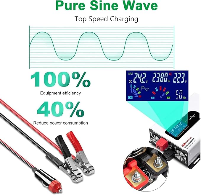 Inverters 6000W 12V/24V/48V/60V/72V DC to 110V/220V AC Voltage Converter for Home RV Truck Car Camping Solar, with Socket