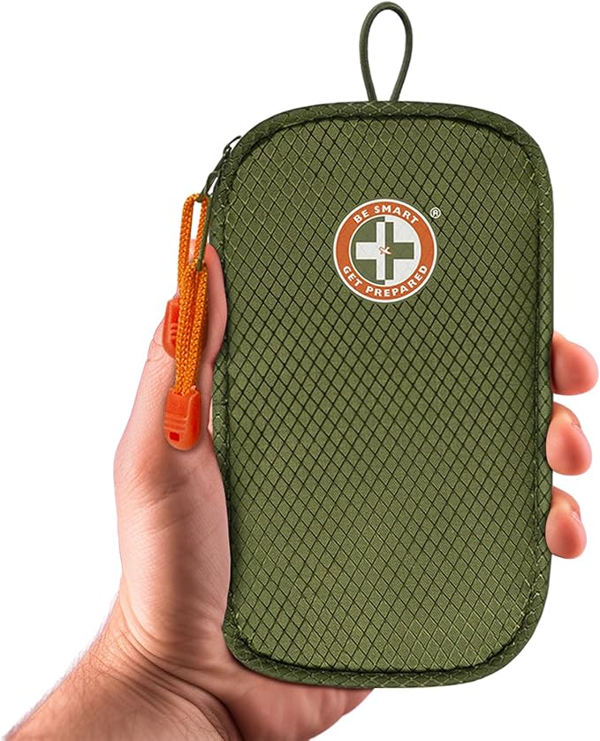 Be Smart Get Prepared 125 Pieces Travel First aid kit, Carry-on Travel Essentials– PPE, Camping, Hiking, Road Trips, On-The-Go