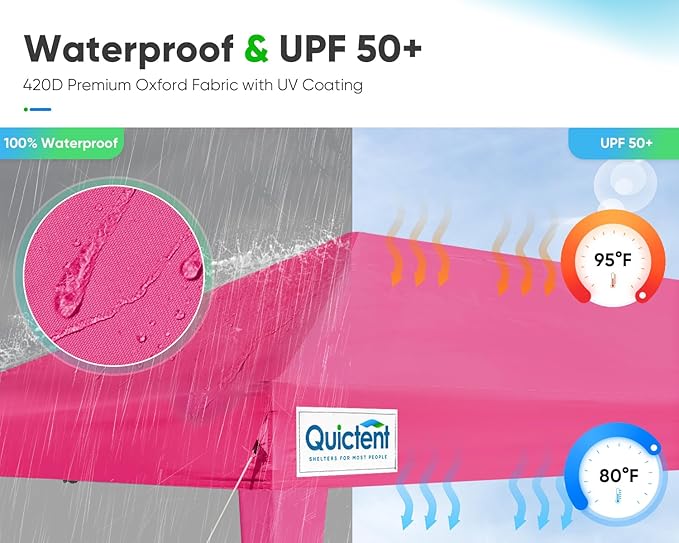 Quictent 10x20 Pop up Canopy Without Sidewalls Easy up Canopy Tent Instant Shelter with Windows for Outdoor Event Party