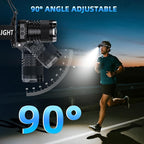 Super Bright Headlamp Rechargeable- LED Head Light, 99000LM Zoom Head Lamp & Rear Red Light, Waterproof Head Torch/Headlight Flashlight with 6 Helmet Clips for Camping, Hiking, Fishing