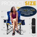 Overmont Oversized Folding Camping Chair - 450lbs Support with Padded Cushion Cooler Pockets - Heavy Duty Collapsible Chairs for Sports Garden Beach Fishing