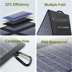 ALLPOWERS SP026 60W Portable Solar Panel, Foldable Solar Charger with USB-C/DC/QC Outputs, 22-25% High Efficiency Panel Solar Portatil for Phone, Laptop, Power Station, Camping, RV（SP026-60W