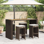 Patio Bar Stools with Cushions 4 pcs Brown Poly Rattan Dinning Chairs Camping Chair Camping Chairs Porch Chairs for Outdoor Dining Bedroom Patio