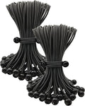 Bungee Cord with Ball 100 Pcs, 10 Inch Bungees Balls Heavy Duty Outdoor Tent Accessories for Camping Tarp, Canopy and Fixings (Black)