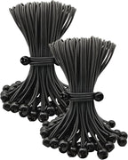 Bungee Cord with Ball 100 Pcs, 10 Inch Bungees Balls Heavy Duty Outdoor Tent Accessories for Camping Tarp, Canopy and Fixings (Black)
