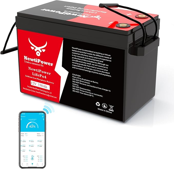 12V 330Ah LiFePO4 Battery Small Size, 4224Wh Lithium Battery with 200A BMS, Up to 10000+ Rechargeable Cycles, Perfect for RV Camping, Trolling Motor, Solar Power Storage (12V*330Ah)