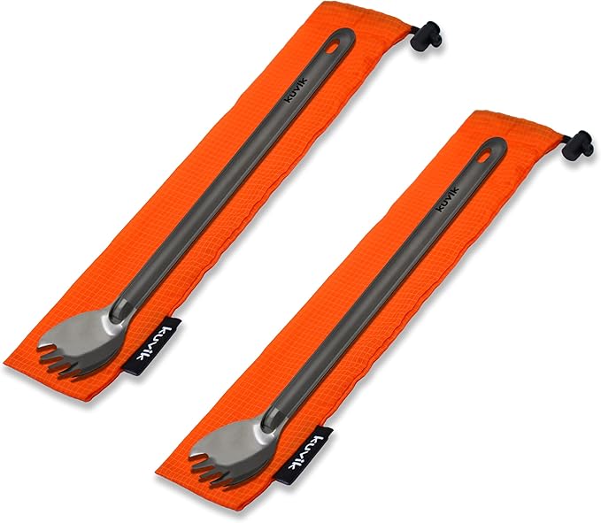 Kuvik Titanium Spork 2-Pack - Ultralight and Compact for Camping and Hiking