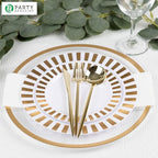 PARTY BARGAINS 13-Inch Charger Plates - 48 Pack, Clear Gold Rim, Heavy-Duty Disposable Chargers for Elegant Dining - Ideal for Weddings and Formal Events