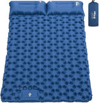 HiiPeak Double Sleeping Pad - Self Inflating 3" Extra-Thick for 2 Person with Pillow Built-in Foot Pump Inflatable Sleeping Mat for Backpacking, Hiking, Traveling, Tent, Portable Camping Mat (Blue)