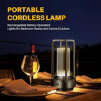 Rechargeable Table Lamp Cordless, 3 Color | Crystal | Stepless Dimming, for Dining Room, Living Room, Bar, Cafe, Restaurant, Patio, Camping, (Black)