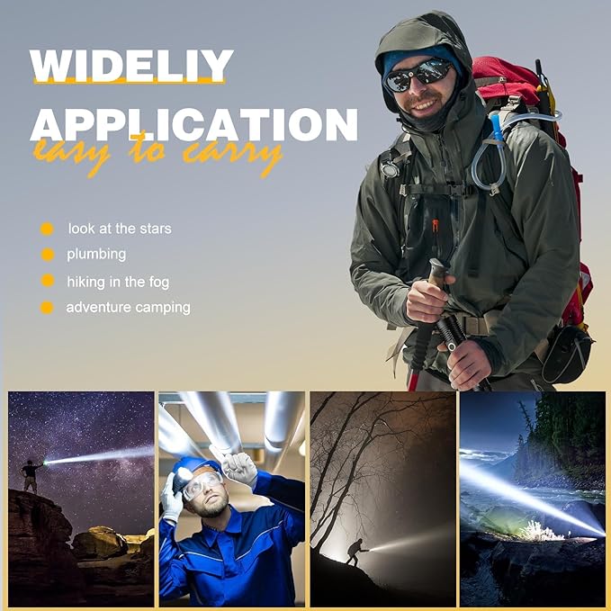Hoxida LED Rechargeable Flashlights High Lumens - 1500 Meters Long Beam Super Bright LED Magnetic Flashlight USB Zoomable 5Modes Small Long Beam Spotlight Flashlight for Hiking, Camping, 3pcs