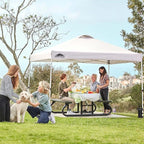 EAGLE PEAK Pop Up Canopy Tent with Wheeled Carry Bag, 8 Stakes, 4 Ropes, 4 Weight Bags, Easy Set Up Tent Canopy, 10x10 ft, 100sqft of Shade, White