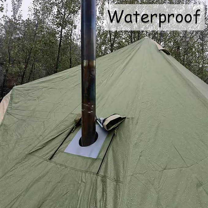 Backpacking Bell Tent with Top Stove Jack for All Year Living, 300D Oxford Waterproof Yurt Tents House for Camping Glamping, Parties, Outdoor Events-13/16.4FT