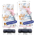 Custom Toddler Nap Mat for Preschool, Personalized Name Kids Sleeping Bag with Bear Parrern for Daycare, Roll Up Sleeping Mat with Removable Pillow and Soft Dot Minky Blanke for Girls Camping