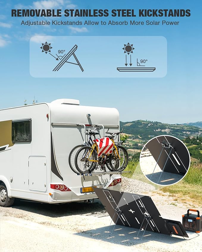 GRECELL Portable Power Station 300W with 80W Foldable Solar Panel, 230Wh LiFePO4 (LFP) Battery with Portable Solar Charger IP67 Waterproof Outdoor Cell Phone Solar Charger for Camping
