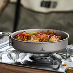 SILVERANT Camping Plate Titanium Pan Dish Plate with Handle & Mesh Bag, Large Reuseable Ultralight Dinner Plate for Camping Outdoors Backpacking (750ML)