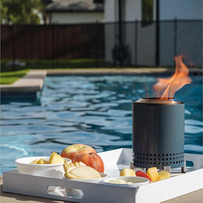 Solo Stove Mesa, 5.1 Inch Tabletop Fire Pit with Stand - Smokeless, Stainless Steel Fire Pit for Camping, Outdoor & Patio- Wood Burning or Pellet Fueled Portable Bonfire, 1.4lbs, Water