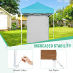 5x5 Pop Up Canopy Tent with One Sidewall, Instant Portable Beach Canopy, Outdoor Tent with Carry Bag for Camping, Sports, Tailgating, Events, Light Blue