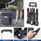 Odoland 48/72 Can Rolling Cooler Bag with Wheels & Handle, Collapsible Insulated Ice Chest for Beach, Camping & Tailgating - Portable Travel Soft Cooler on Wheels, Collapses for Easy Storage