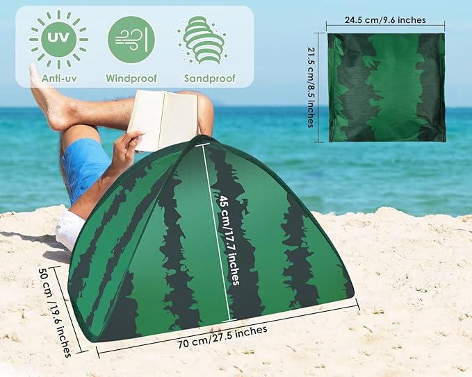 Mini Tent for Pets Small Dog Tent for Beach Portable Pop Up Sun Shade Shelter with Phone Compartment for Puppy and Large Cats Small Animals Sun Canopy for Camping and Outdoor (Watermelon)