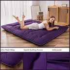 MAXYOYO Japanese Floor Futon Mattress, Roll Up Floor Mattress for Adults Foldable Tatami Mat Sleeping Pad Dormitory Bed Lounger, Purple, Twin Size