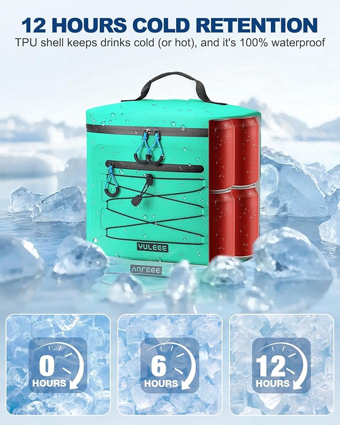 Cooler Bag, 7/16/30 Can Soft Sided Small Portable Insulated Cooling Pack, Everyday Lunch Cooler, Leakproof Ice Chest for Beach, Camping, Travel, Picnic