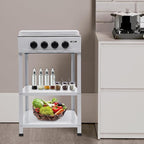 Gas Stove 4 Burner, Portable Natural Gas Stove Outdoor Camping BBQ Stove Gas Cooker with 2 Tier Storage Rack, for RV, Apartment, Outdoor Cooking (White, 4-Burner)