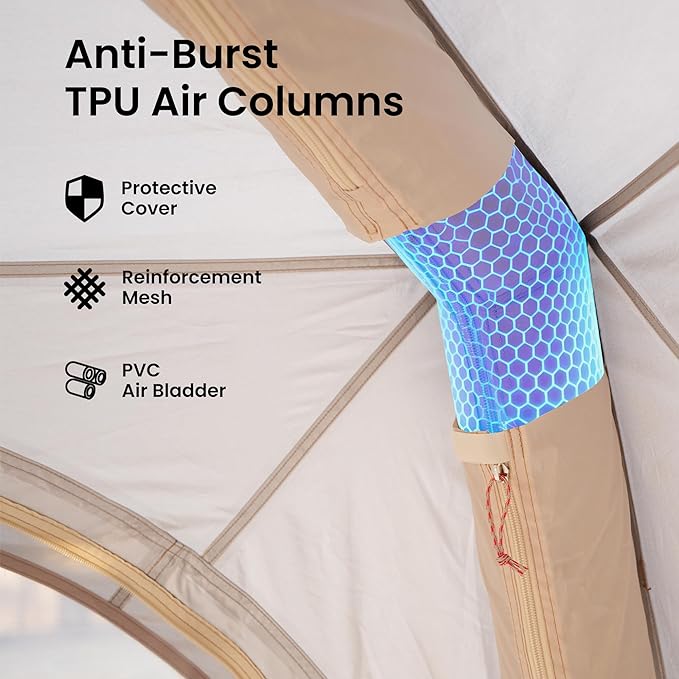 ABORON 2/6/8/10/12 Person Inflatable Camping Tent, Easy Setup Blow Up Tent with Hand Pump, PU3000mm Waterproof & Breathable 4 Season Glamping Tent for Outdoor Camping