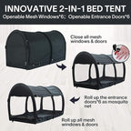 Alvantor® Bed Canopy Bed Tents 2-in-1 Dream Tents Privacy Space Twin Size Sleeping Tents Indoor Pop Up Portable Frame Curtains Breathable Gray Cottage Reducing Light & Air Ventilation