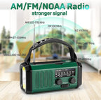 Emergency Hand Crank Radio with 10000mAh/37000mWh Battery Backup, NOAA/AM/FM Weather Radio, Type-C Charge,Solar Charging,SOS, 3 Modes LED Torch, Reading Lamp, Compass for Outdoor Survival