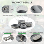Naturehike Camping Cookware Set Mess Kit for Backpacking Gear, Camp Cooking Set, Camping Pots and Pans Set for Outdoor Backpacking Camping Hiking Picnic
