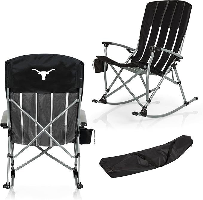 Picnic TIME NCAA Unisex-Adult NCAA Outdoor Rocking Camp Chair, XL Heavy Duty Camping Chair for Adults