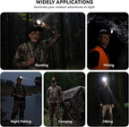 10W Coon Hunting Lights Headlamp for Coyotes Hog Predators, Rechargeable & IPX5 Waterproof, 6 Lighting Modes, 600 Lumens Bright 4-Color LED (White Red Green Amber) with Black Hunting Hat