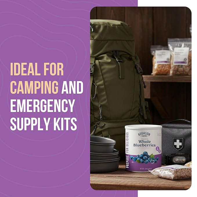 Augason Farms Freeze-Dried Whole Blueberries Emergency Food Supply, 26 Servings, 30 Year Shelf Life, Great for Cooking, Baking, and Snacks - Dehydrated Meals, Survival Food Camping Essentials Can