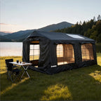 Inflatable Large Tent, Blow Up Tent with Hand Pump Waterproof 4 Season Air Tents Luxury Black Oxford Cabin Glamping House Easy Setup Outdoor Family Hot Tents for Camping 4-8 Person