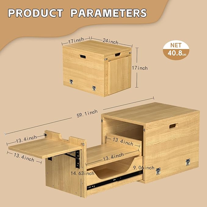 Haddockway Overland Kitchen Slide-Out System,All-in-One Folding Camping Table with Storage Drawer for SUV, Camp Kitchen Box for Outdoor Cooking, Picnic, Overlanding, Travel