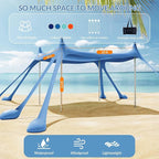 Gardentime Beach Tent Canopy with 8 Sandbags 4 Aluminum Poles, Pop Up Portable Camping Sun Shelter, Easy Set Up with 2 Sand Shovel, Ground Pegs, Carrying Bag for Outdoor Beach,Picnic, Fishing