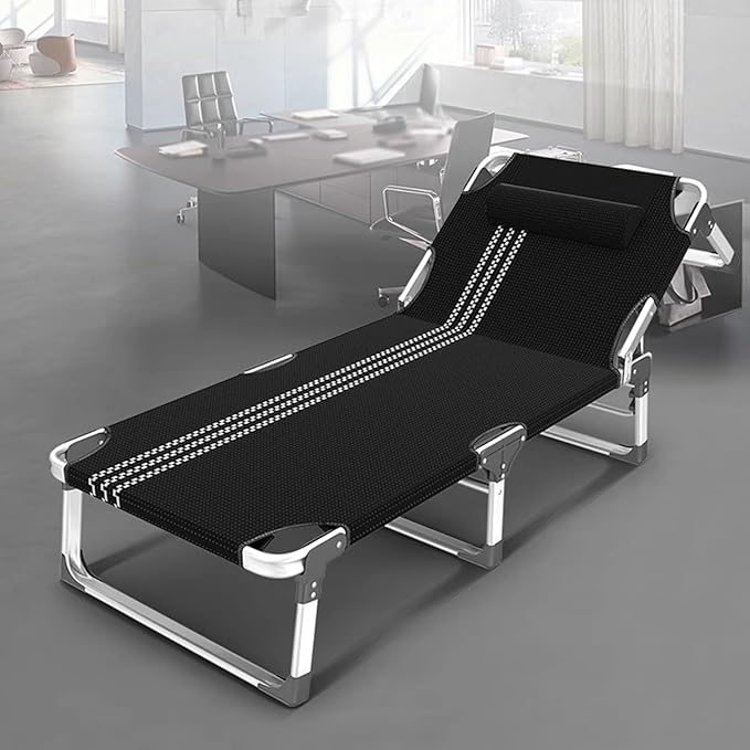 Aluminum Alloy Frame Camping Cot, Portable Folding Bed with Mattress, 5-Position Folding Chaise Lounge Chair for Indoor Outdoor