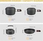 Bulin 24/13/11/8PCS Camping Cookware pots and Pans Backpacking Cooking Set Lightweight Cookware Mess kit Outdoor Cook Gear for Family Hiking Picnic
