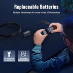 LED Headlamp Rechargeable 3PCS, 230° Wide Beam Headlight with Motion Sensor, 90° Rotation and Removable Head Lights for Forehead, 5Mode Head Lamp for Adults, Camping Essentials Gear for Hiking