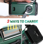 Emergency Hand Crank Radio with 10000mAh/37000mWh Battery Backup, NOAA/AM/FM Weather Radio, Type-C Charge,Solar Charging,SOS, 3 Modes LED Torch, Reading Lamp, Compass for Outdoor Survival